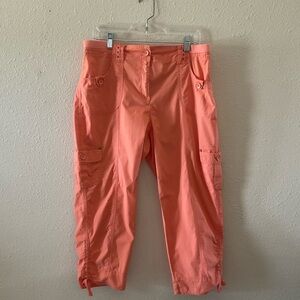Chico’s Amelia Cargo Pants Ardent Coral Utility Crop Women’s Sz 10 (Chico's 1.5)